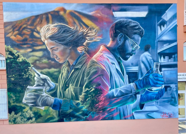 Mural de Erik Air en la fachada del IPNA-CSIC