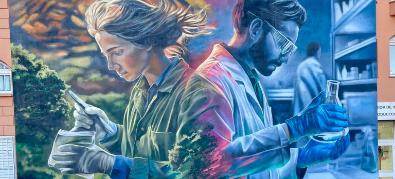 Mural de Erik Air en la fachada del IPNA-CSIC